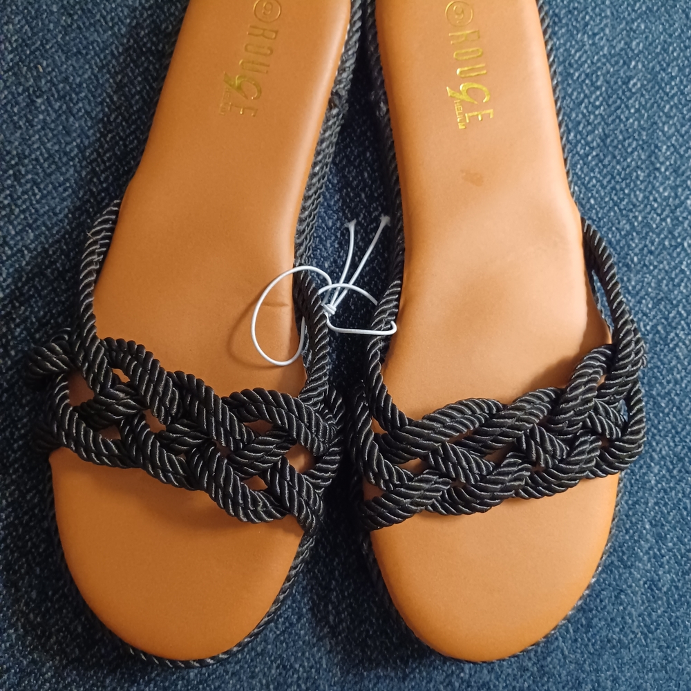 Rouge Helium Black and Tan Braided Sandals